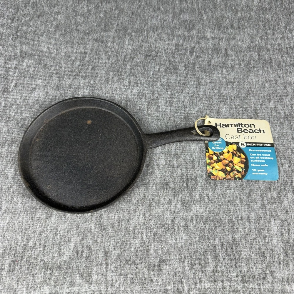 Hamilton Beach Cast Iron Mini Fry Pan 5 Inch Pre-Seasoned Skillet Black 03073